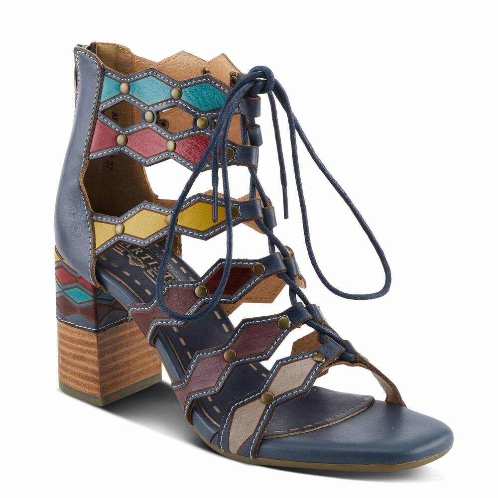 NEW L'ARTISTE women's artdeco sandals in navy